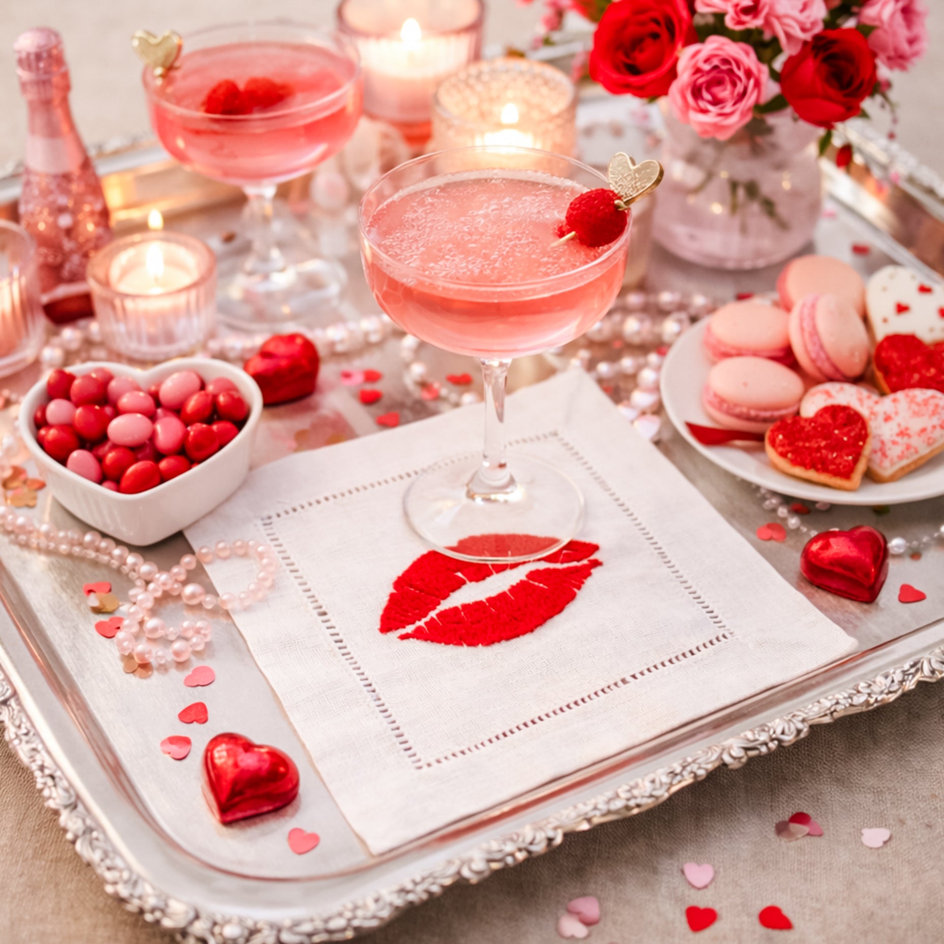 Red Lips <br> Cocktail Napkins